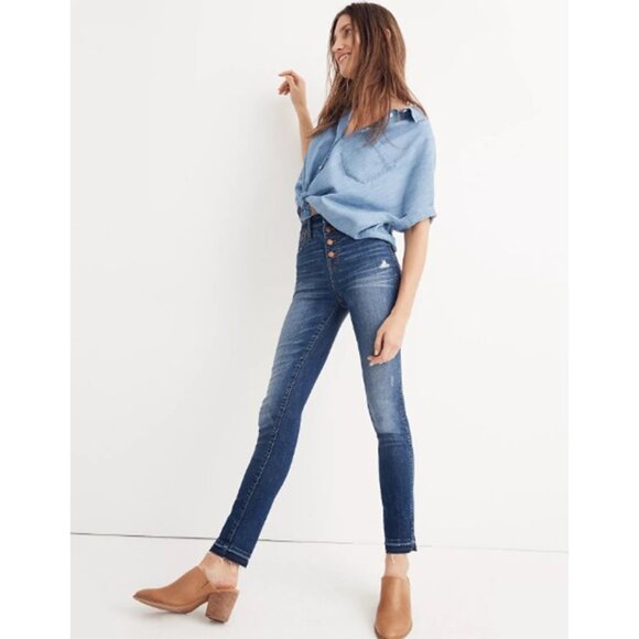 Madewell 10" High-Rise Skinny Jeans Rosecliff Wash Drop-Hem Edition Ankle  23 - Picture 1 of 10